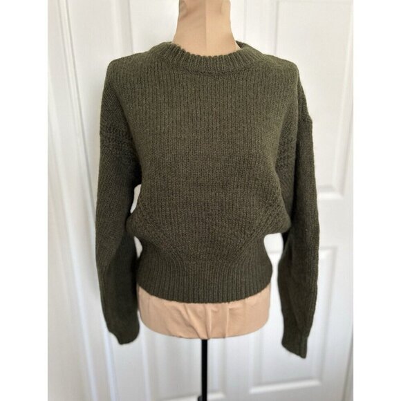 Madewell Womens Simone Wedge Wool Blend Sweater In Heather Olive Green Size XXS - Picture 1 of 10